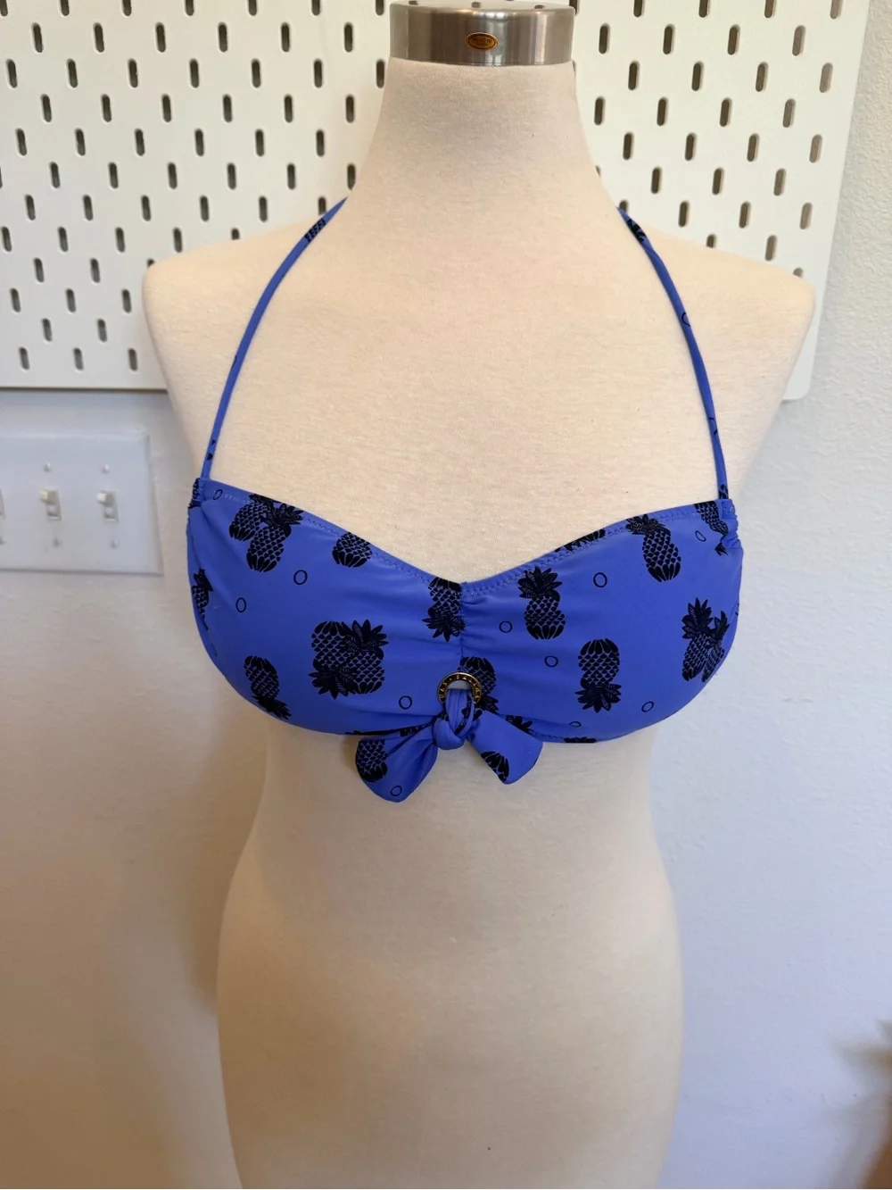 Salinas Blue Pineapple Bandeau Bikini Set Size 42/L NWT